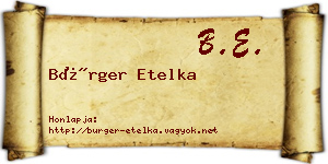 Bürger Etelka névjegykártya