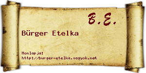 Bürger Etelka névjegykártya